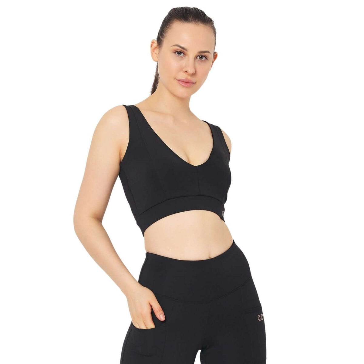 Plunge Bra Black-Padded Sports Bra-Silvertraq-Silvertraq