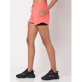 Racer Shorts Fiery Coral Black-Woven Shorts-Silvertraq-Black Fiery Coral-XS-Silvertraq