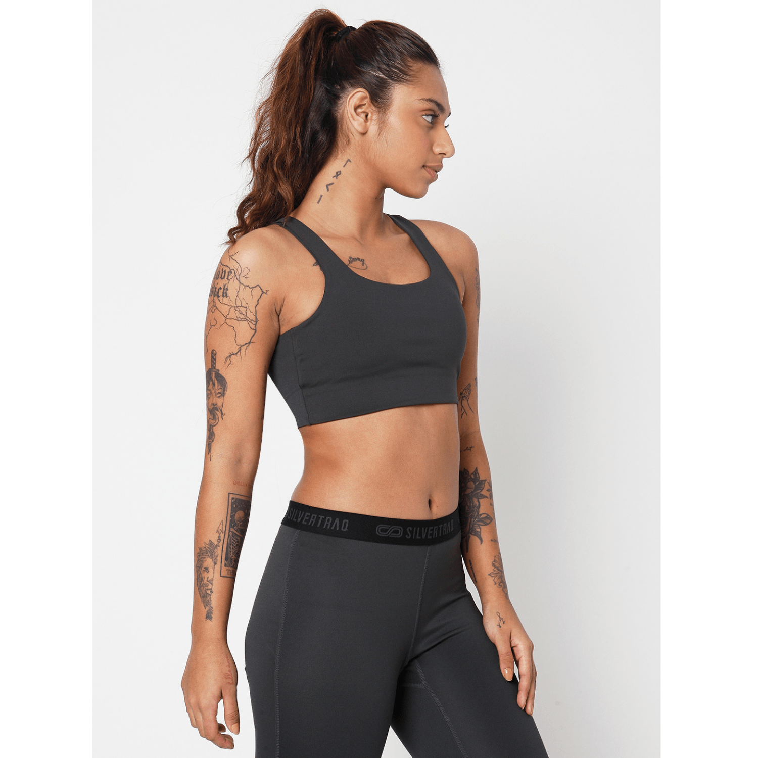 High Impact Action Bra With Clasp Grey-Padded Crop Top-Silvertraq-Silvertraq