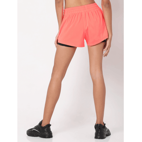 Racer Shorts Fiery Coral Black-Woven Shorts-Silvertraq-Silvertraq