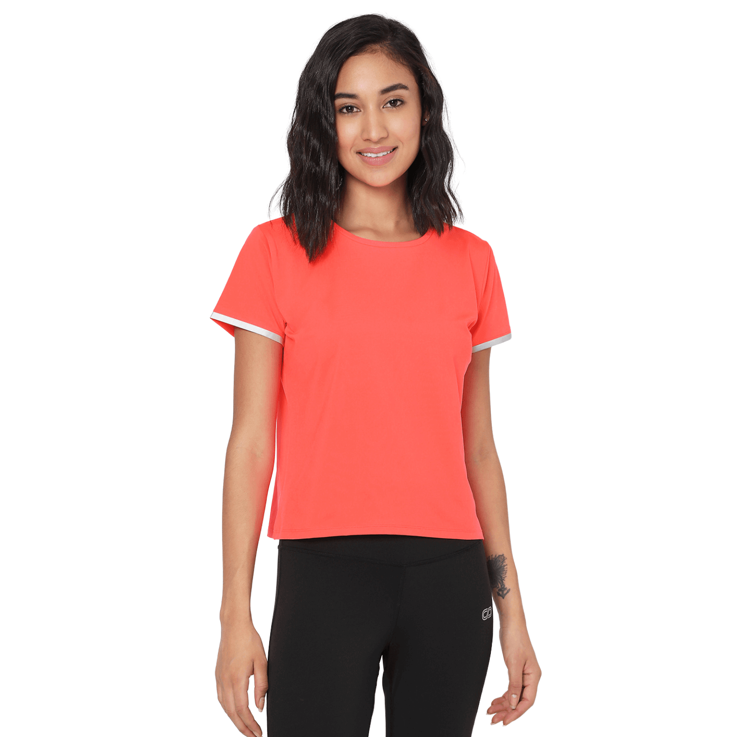 Mesh V Back Top Fiery Coral-Short Sleeve Tee-Silvertraq-Silvertraq