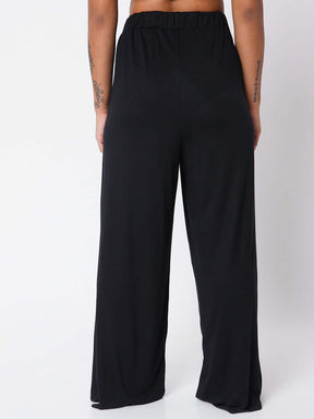 High Waist Modal Lounge Pants Black-Lounge Pants-Silvertraq-Silvertraq