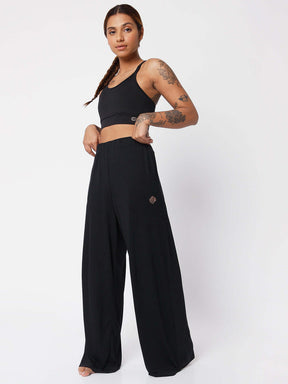 High Waist Modal Lounge Pants Black-Lounge Pants-Silvertraq-Silvertraq