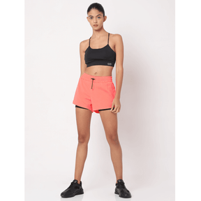 Racer Shorts Fiery Coral Black-Woven Shorts-Silvertraq-Silvertraq