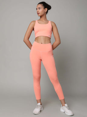 Peach High Impact Action Bra & Aura Leggings