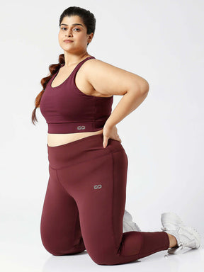 Ath Perform 7/8 High Waist Leggings Plum Plus-Leggings-Silvertraq-Silvertraq