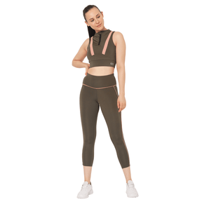 Padded Zip Front Crop Top Olive-Padded Sports Bra-Silvertraq-Silvertraq
