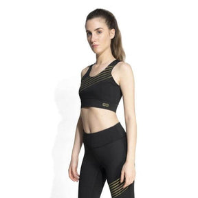 Luxe Gold Reflective Crop Top Black-Padded Crop Top-Silvertraq-Silvertraq