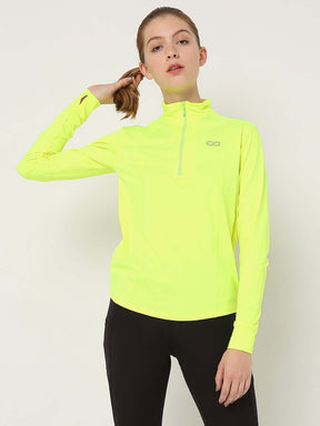 Women's Ath Runner Zip Neck Safety Yellow