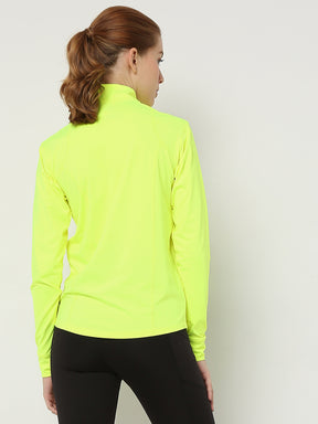 Women's Ath Runner Zip Neck Safety Yellow