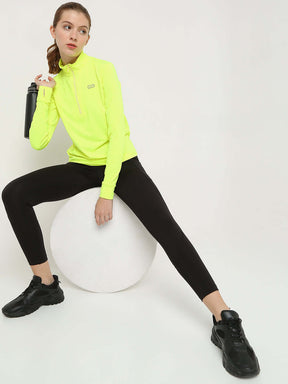 Women's Ath Runner Zip Neck Safety Yellow