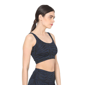 Aura Round Neck Sports Bra Navy Animal-Padded Sports Bra-Silvertraq-Silvertraq