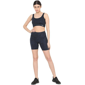 Aura Round Neck Sports Bra Navy Animal-Padded Sports Bra-Silvertraq-Silvertraq