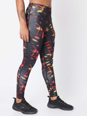 Graphic Performance Leggings Red Marks-Leggings-Silvertraq-Silvertraq