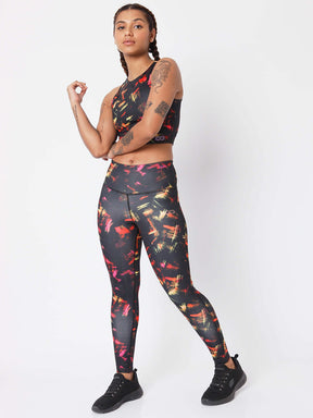 Graphic Performance Leggings Red Marks-Leggings-Silvertraq-Silvertraq