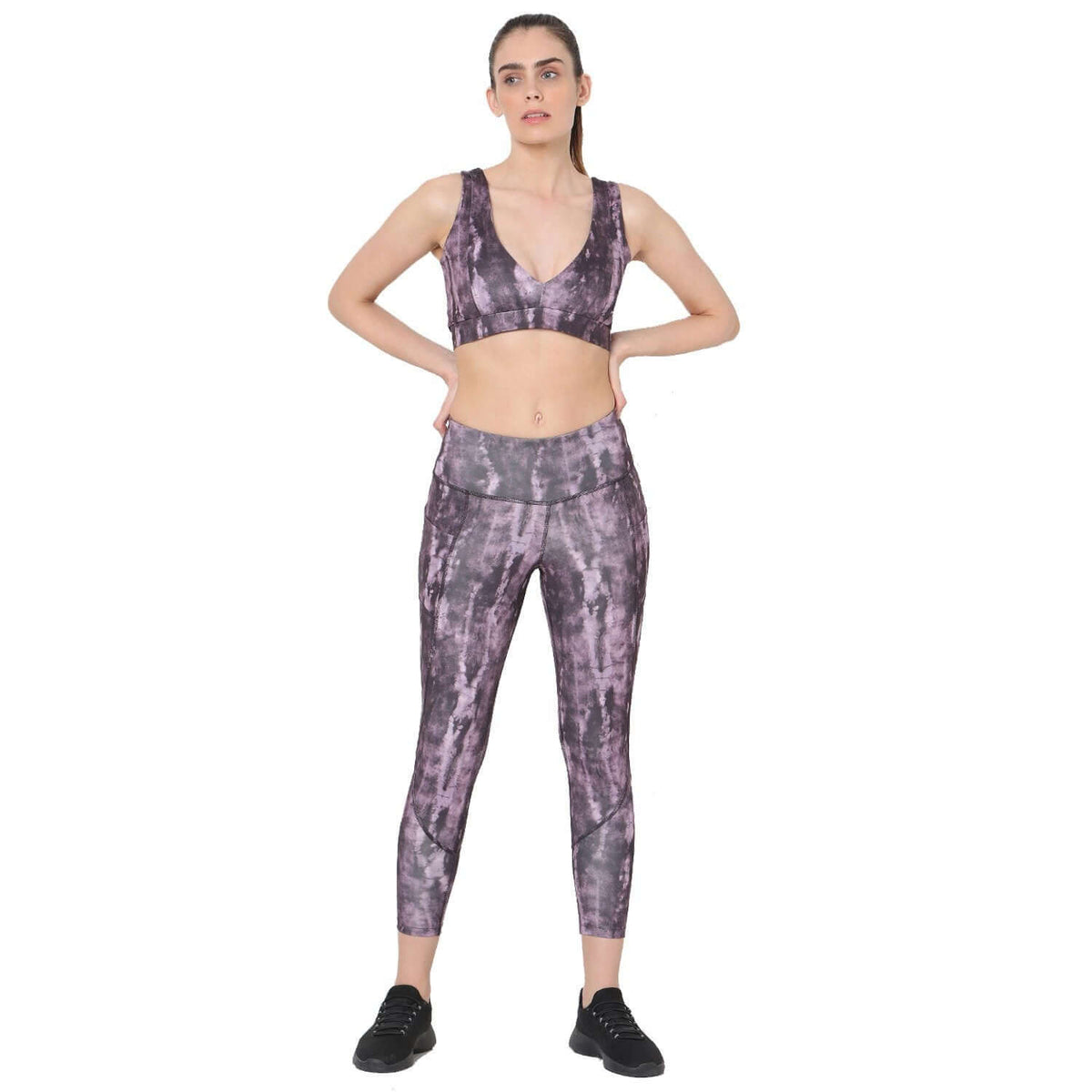 Plunge Bra Purple Tie Dye-Sports Bra-Silvertraq-Silvertraq