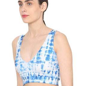 Plunge Bra Indigo Shibori-Sports Bra-Silvertraq-Silvertraq