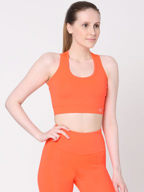 Fiery Coral T Back Sports Top & Rider Shorts