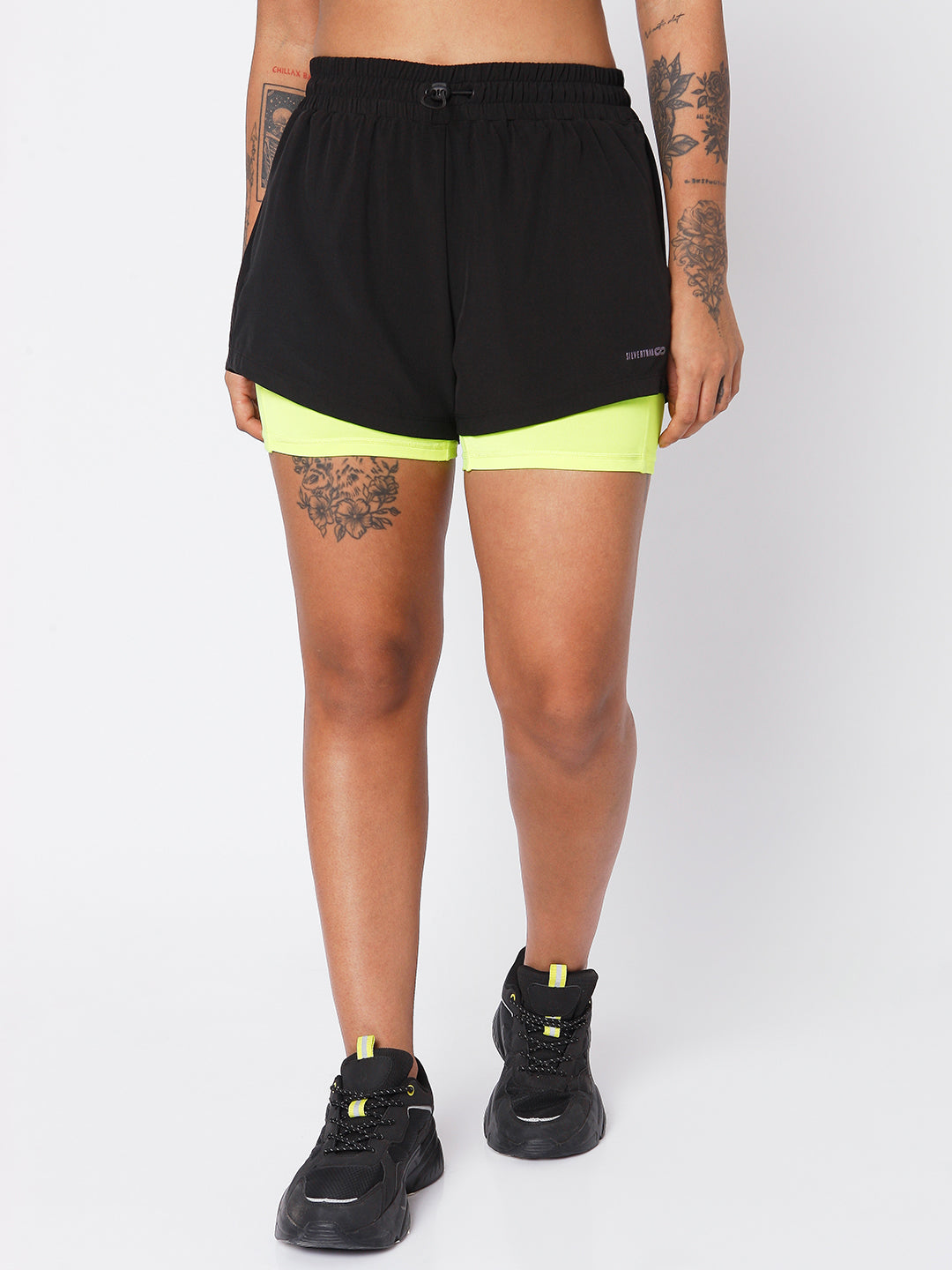 Racer Shorts Black Safety Yellow-Woven Shorts-Silvertraq-Black Safety Yellow-XS-Silvertraq