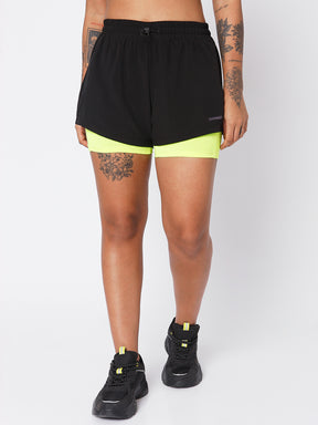 Black Safety Yellow Shorts & Crossback Luxe Bralette